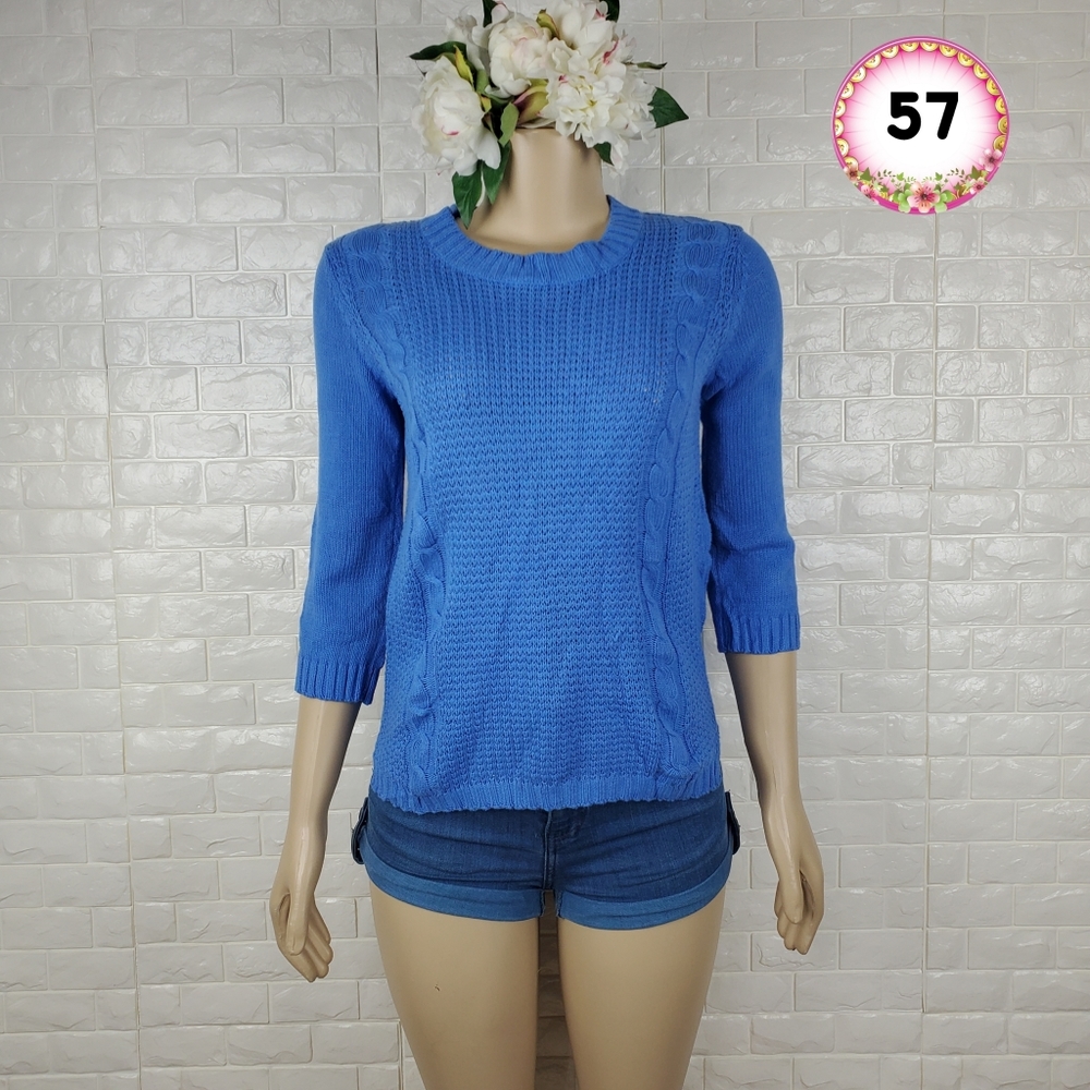 NY Collection Petite Small Blue Sweater – Lightweight Casual Knit